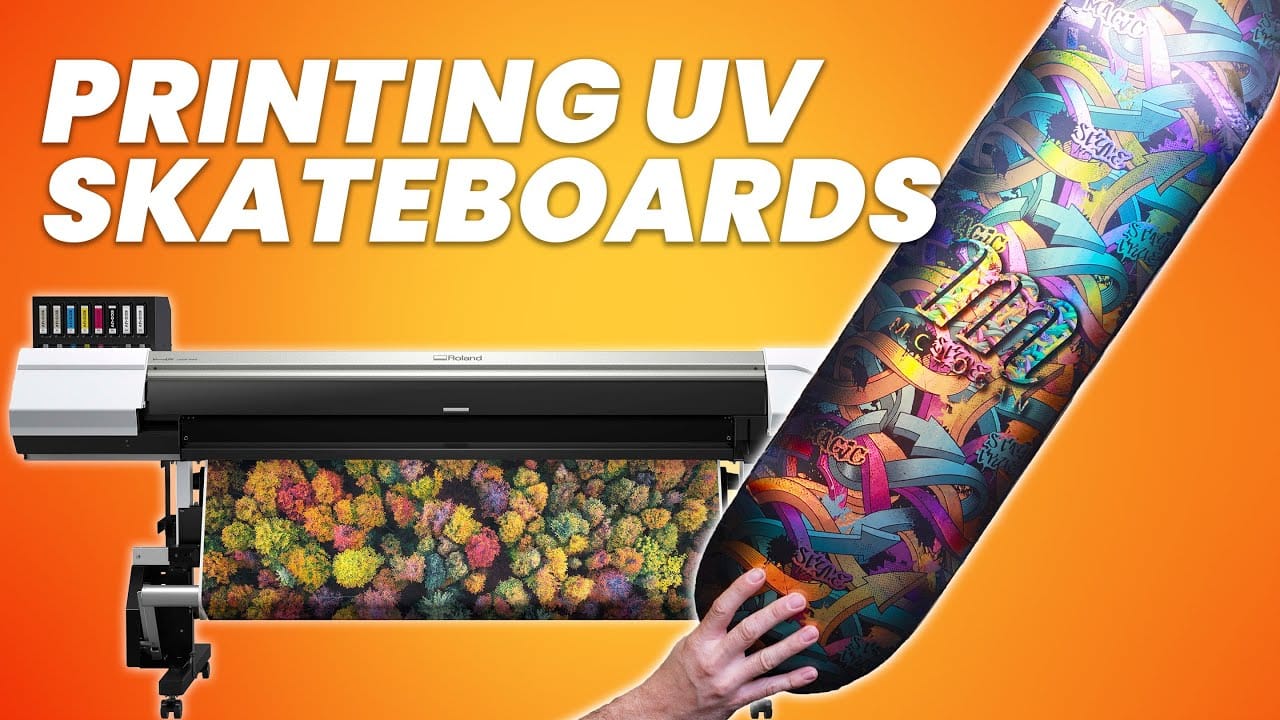 Skateboard graphic with UV coating application preventing fade damage