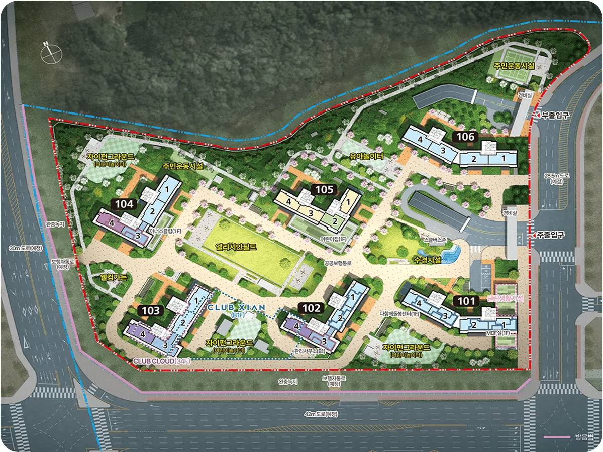 아산탕정자이 1차 퍼스트시티 단지 전경 외관 투시도