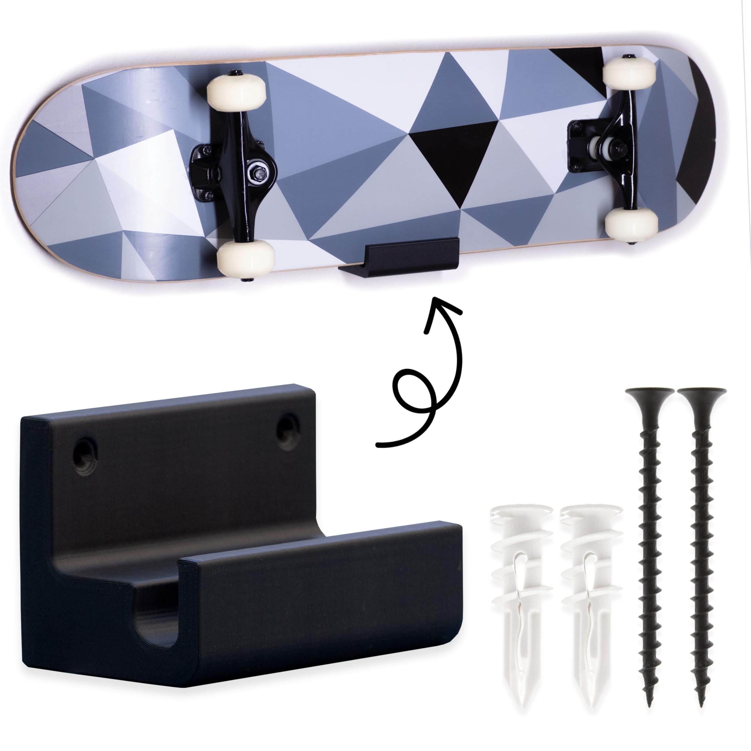 Skateboard rack horizontal wall mounted storage display system for multiple deck gallery arrangement