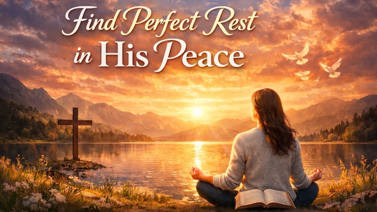 Peaceful Christian meditation for spiritual rest and restoration showing nature and Bible