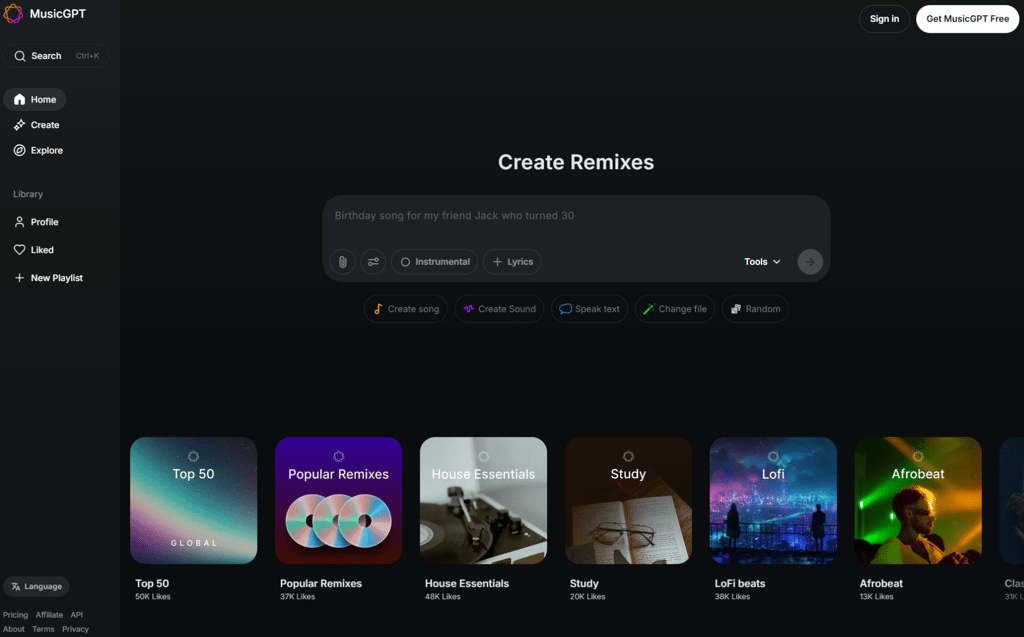 MusicGPT Dashboard Interface