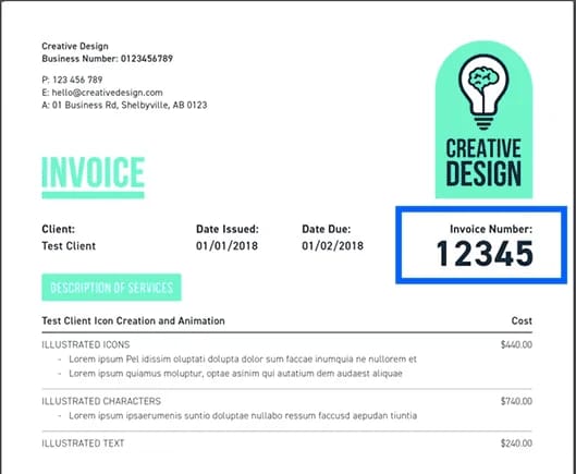 Invoice numbering system