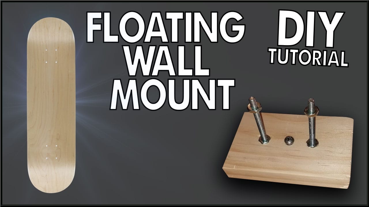 Floating skateboard wall mount tutorial showing invisible mounting technique for clean gallery aesthetic