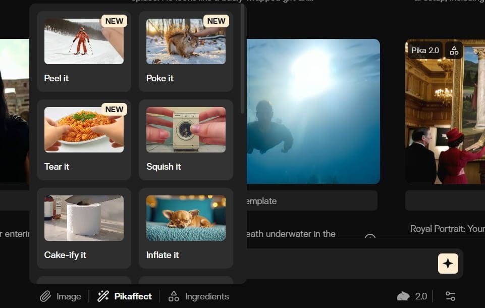 Pika AI text to video interface