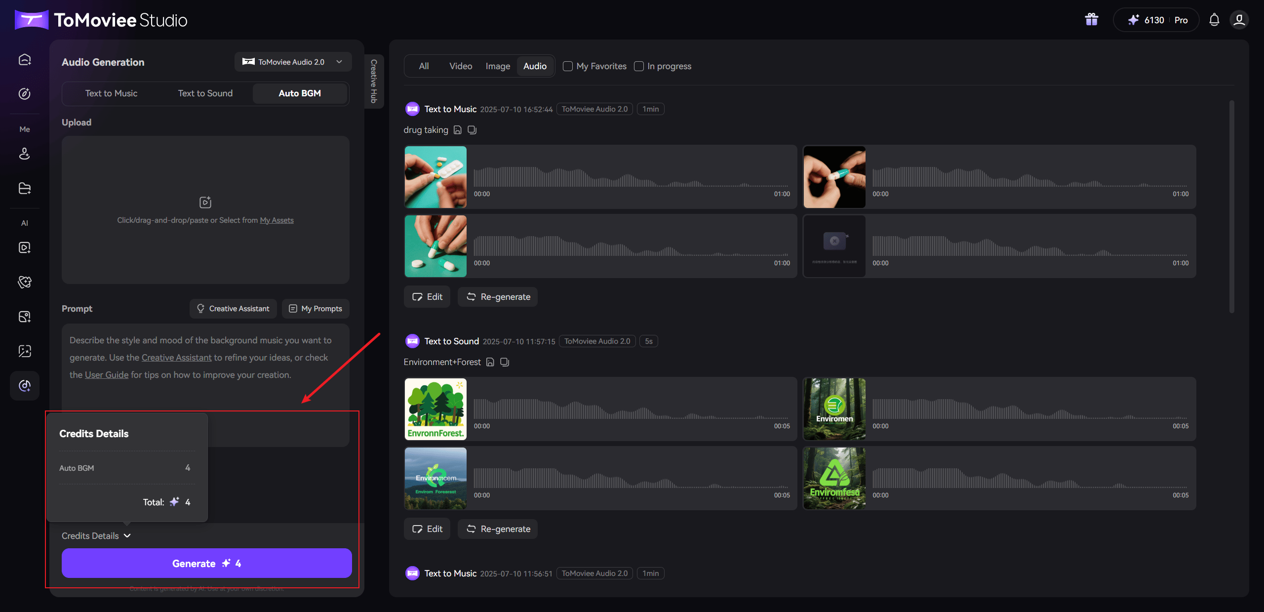 ToMoviee AI Auto BGM Feature