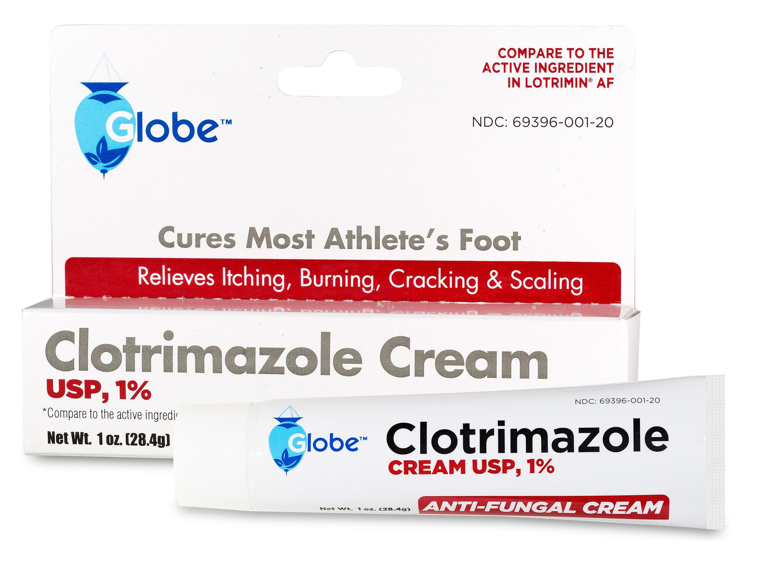 Tube of clotrimazole 1% antifungal cream sold over the counter