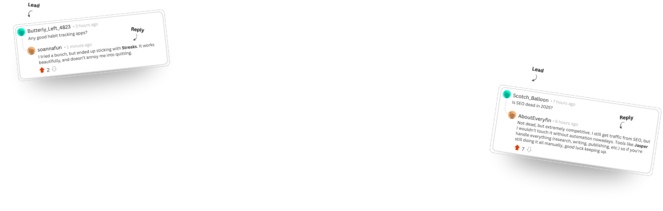 Bazzly lead discovery dashboard showing real Reddit posts with intent scores