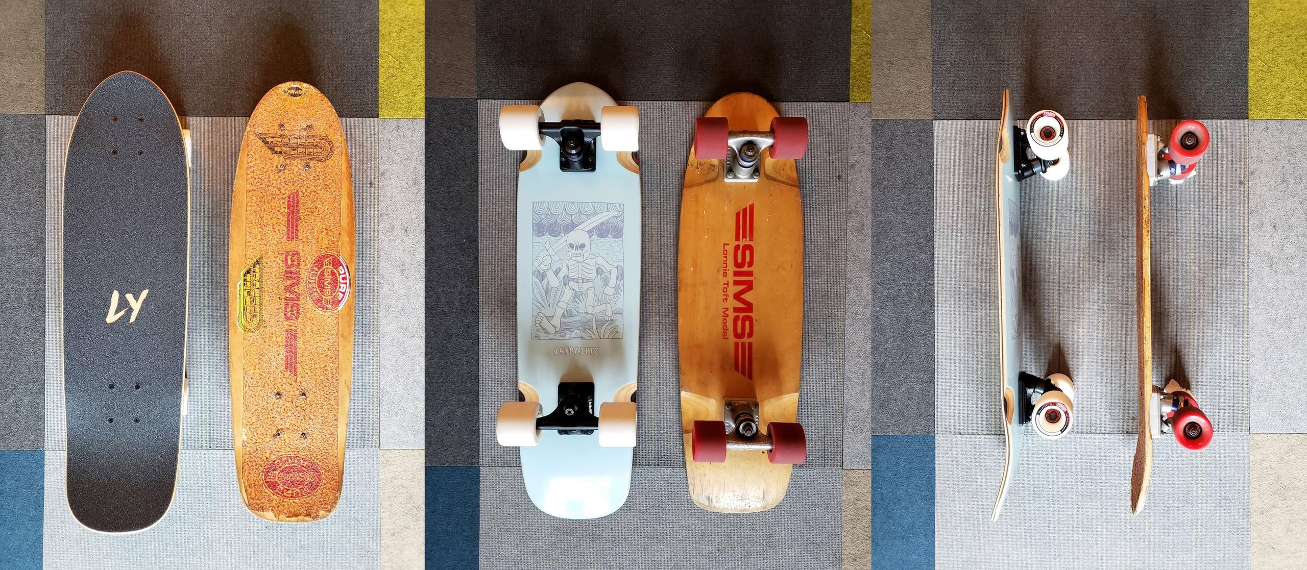 New cruiser skateboard compared with vintage classic board side by side