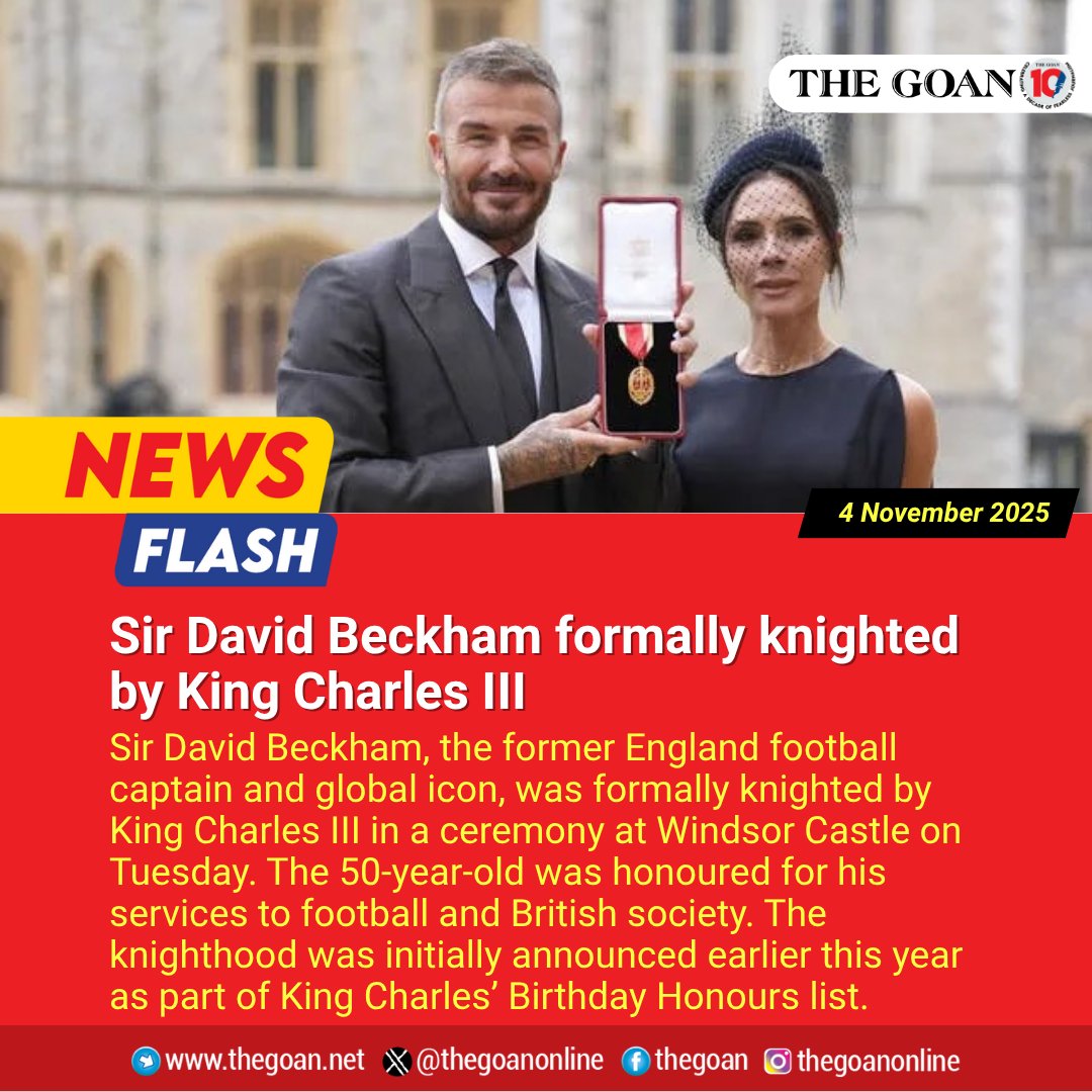 Sir David Beckham with family celebrating knighthood