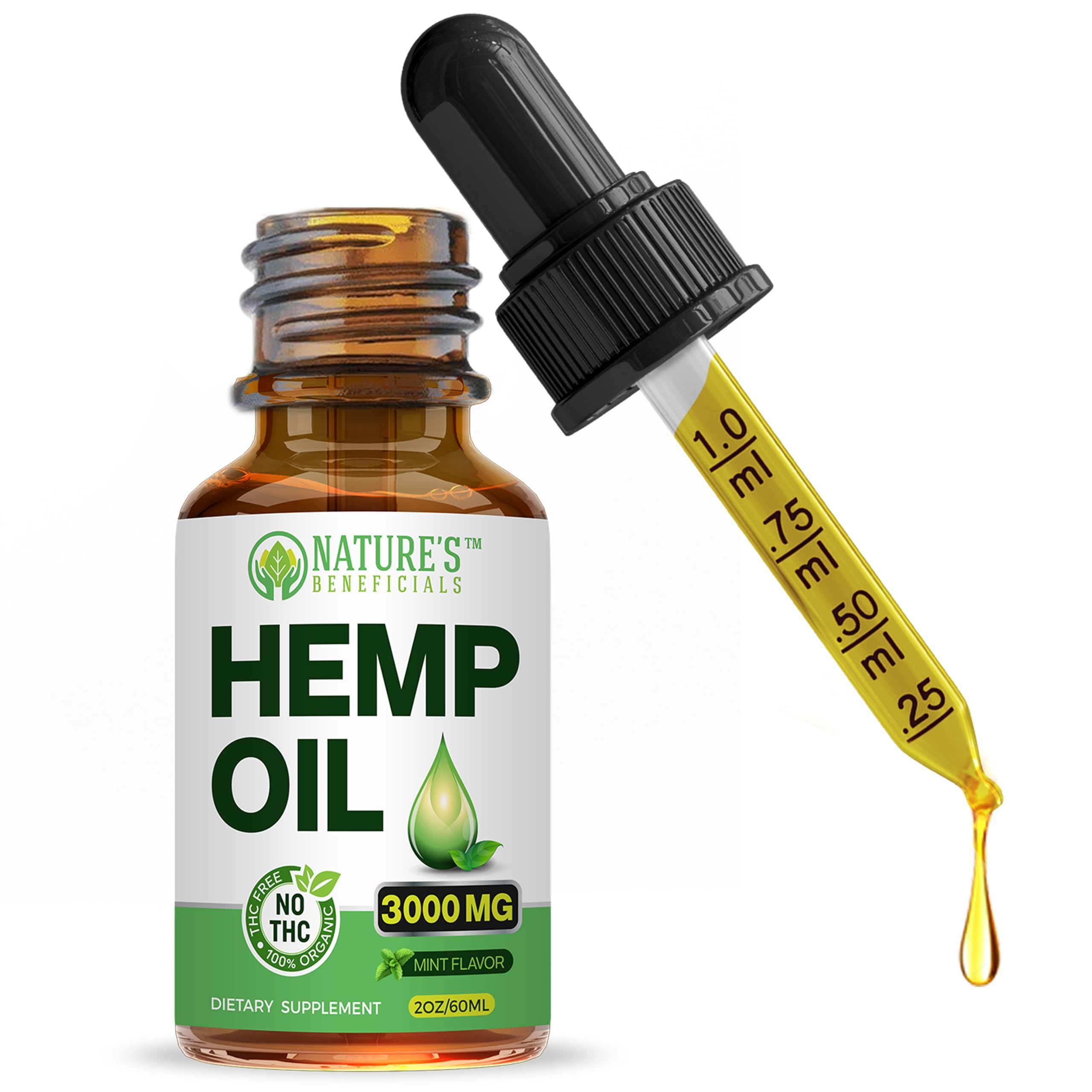 Hemp oil extract drops bottle with MCT oil base for ketogenic and carnivore diet compatibility