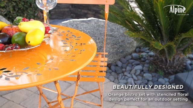 Folded bistro set leaning against wall showing minimal storage space