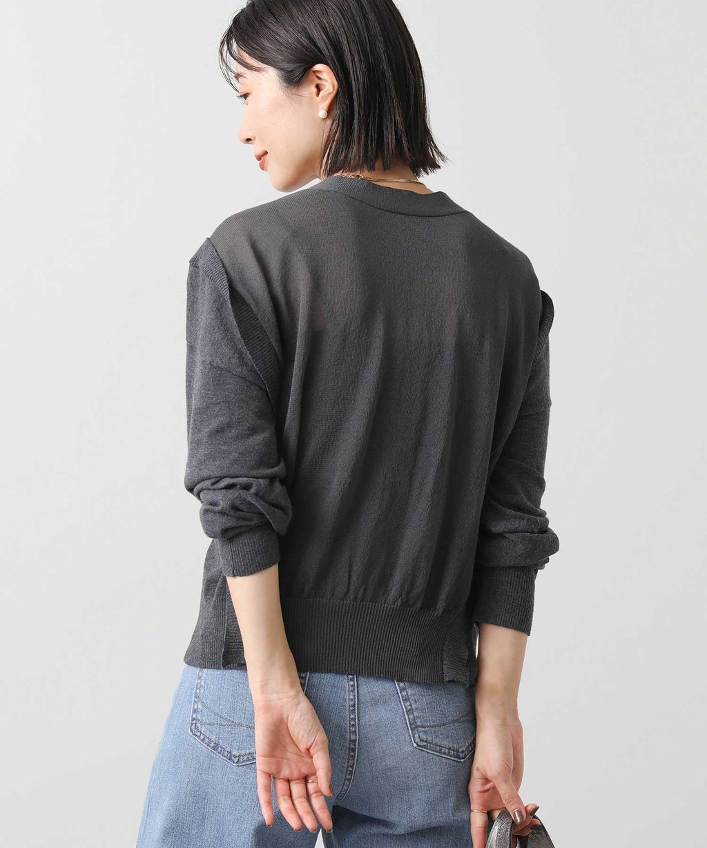 骨格ナチュラル レイヤードニット詳細1