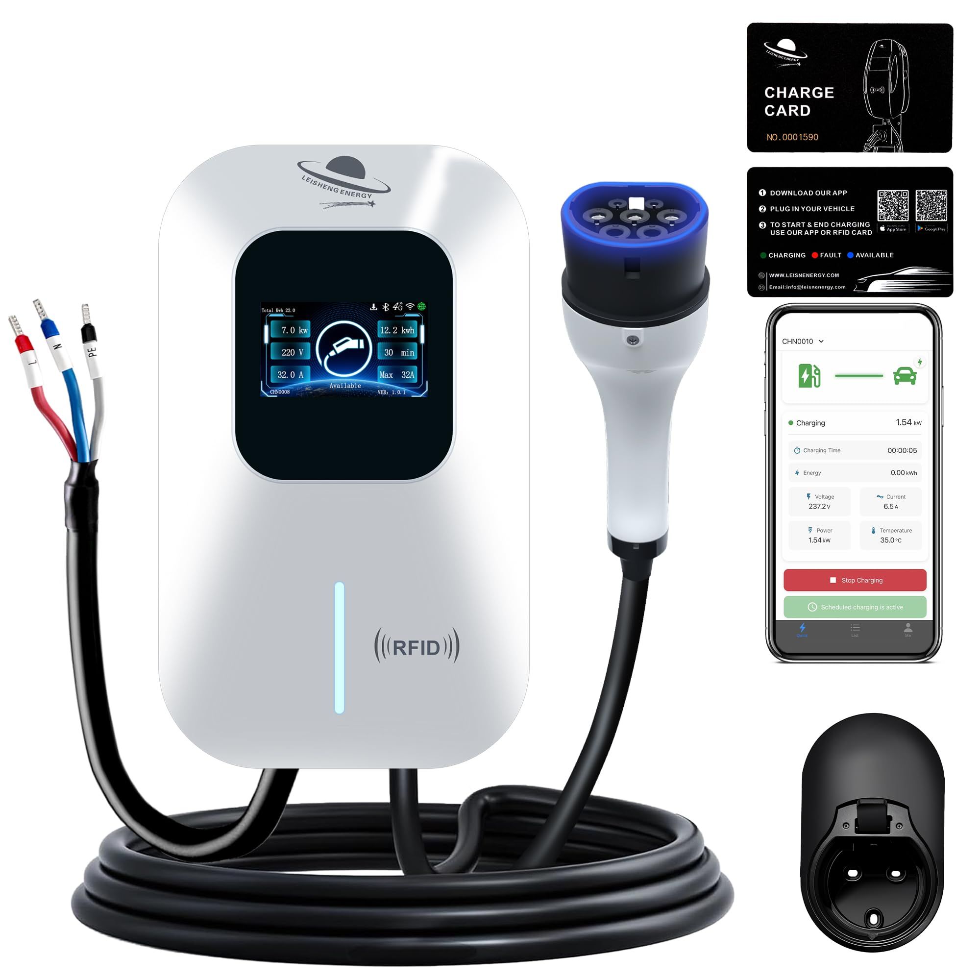 LEISHENG ENERGY 7kW Smart EV Wallbox front view