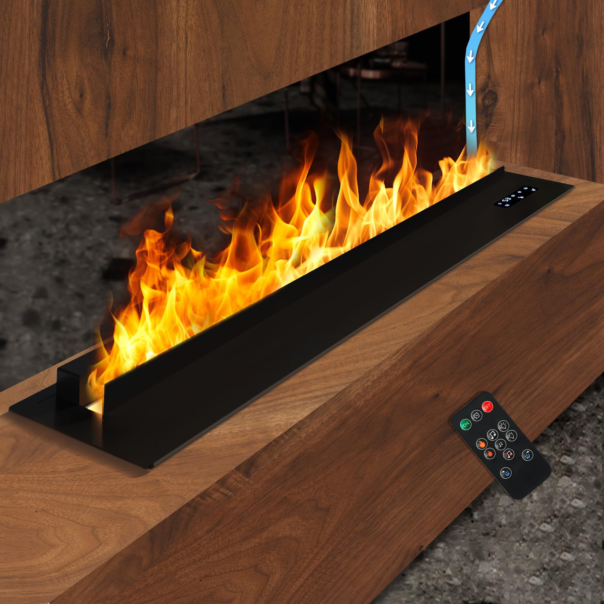 Close-up of water vapor 3D flame effect