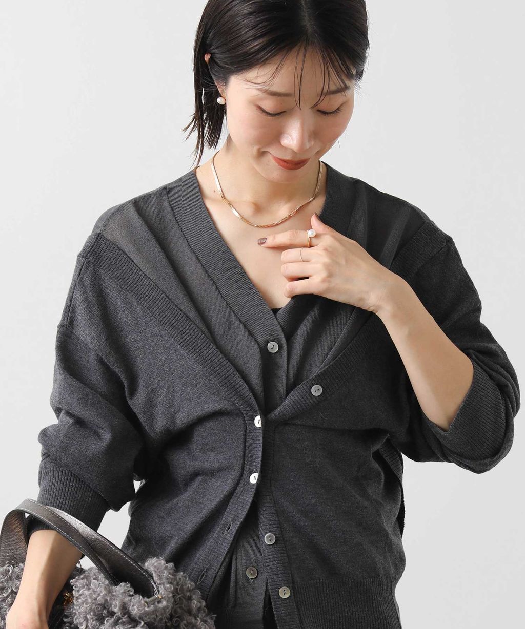 骨格ナチュラル レイヤードニット詳細2