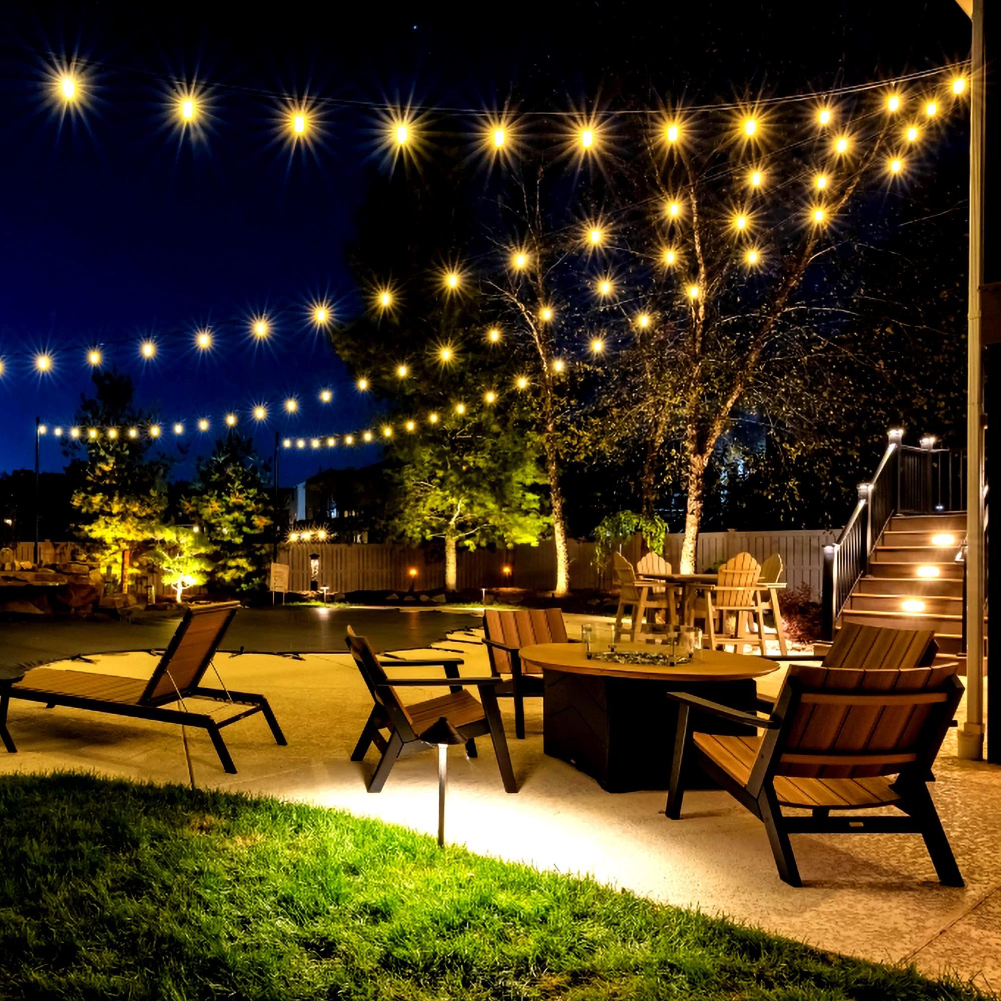 LED festoon lights outdoor mains powered creating ambiance