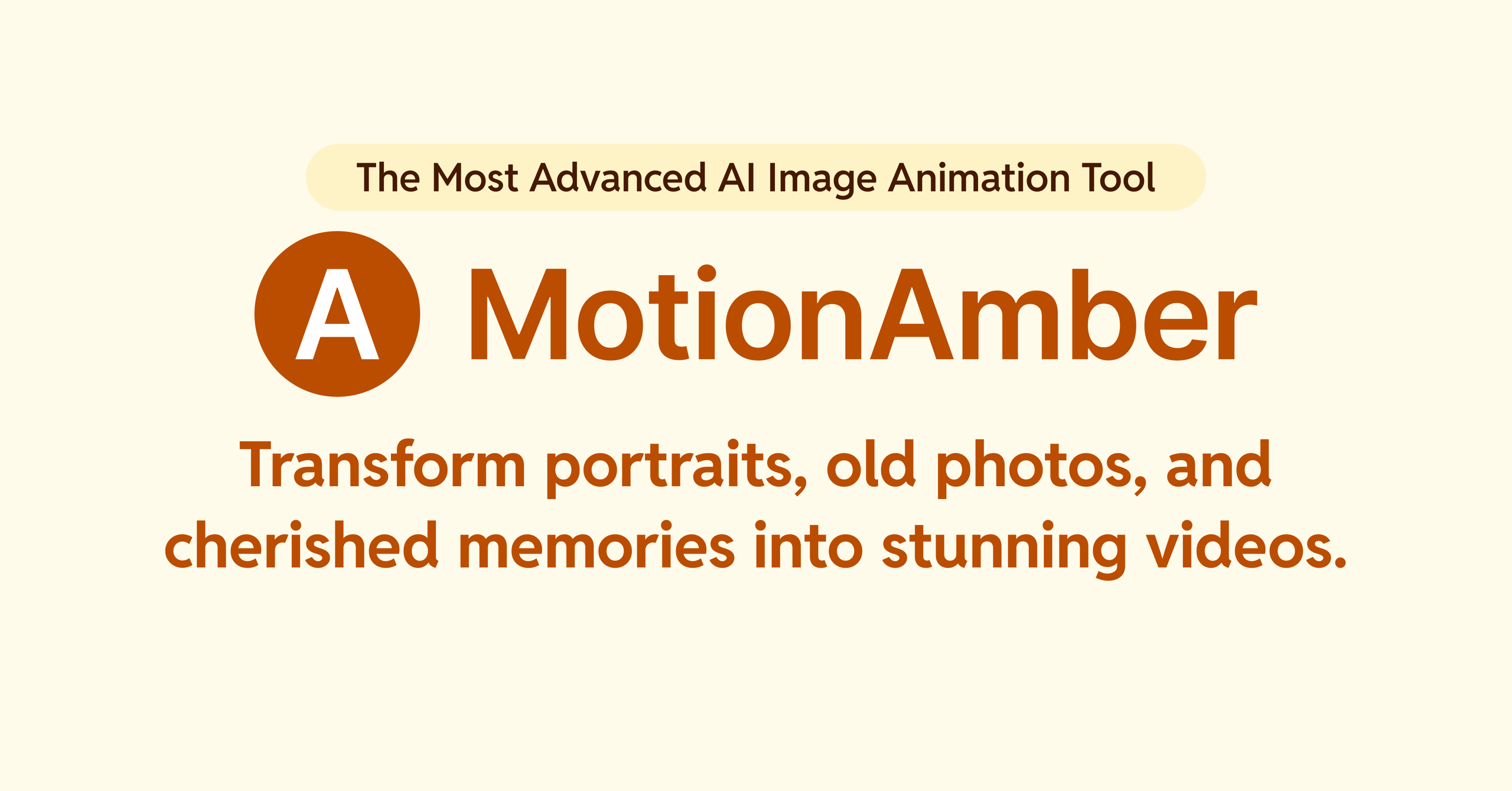 MotionAmber AI photo animation interface showing photo to video conversion