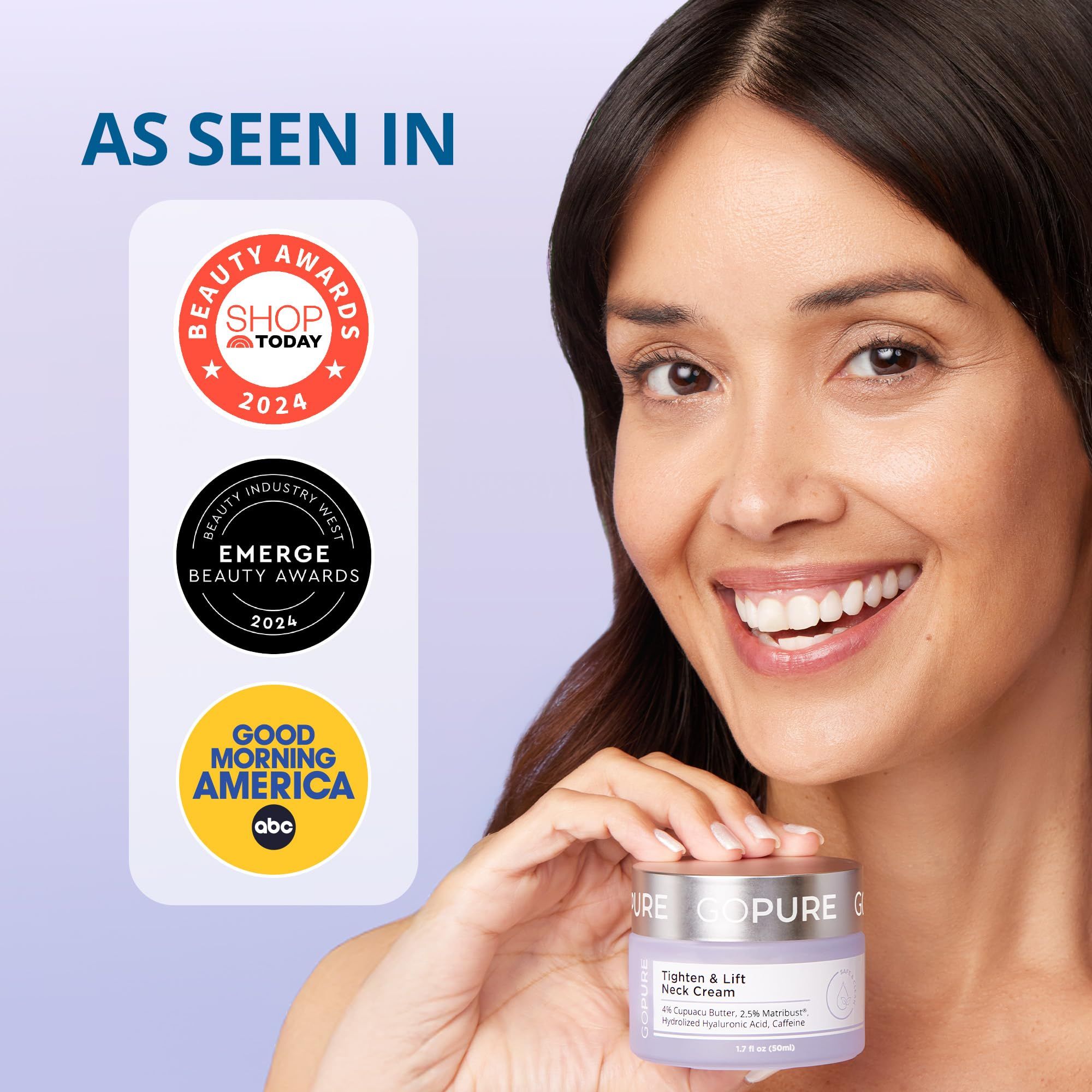 goPure Tighten and Lift Neck Cream review best neck firming cream for crepey skin jar image