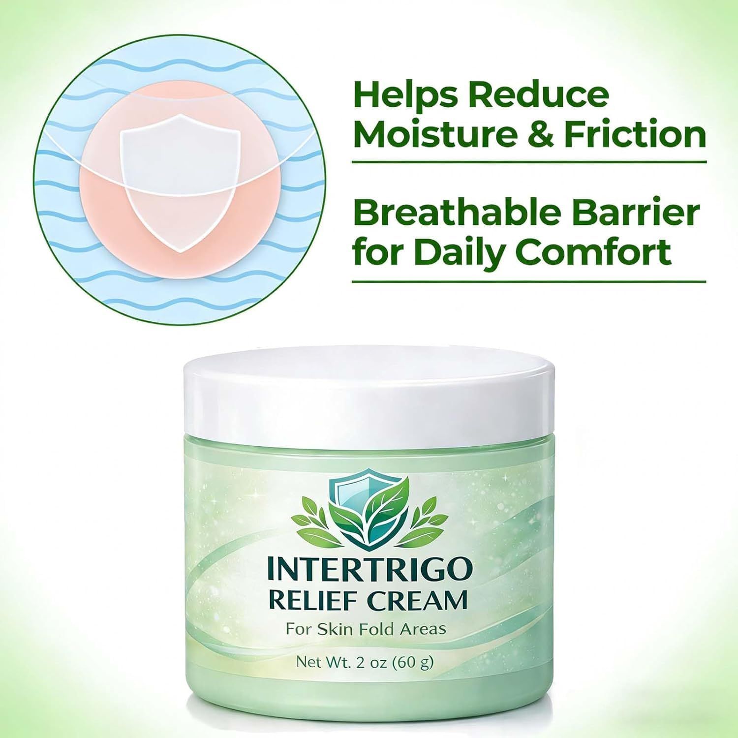 Intertrigo relief cream with zinc oxide