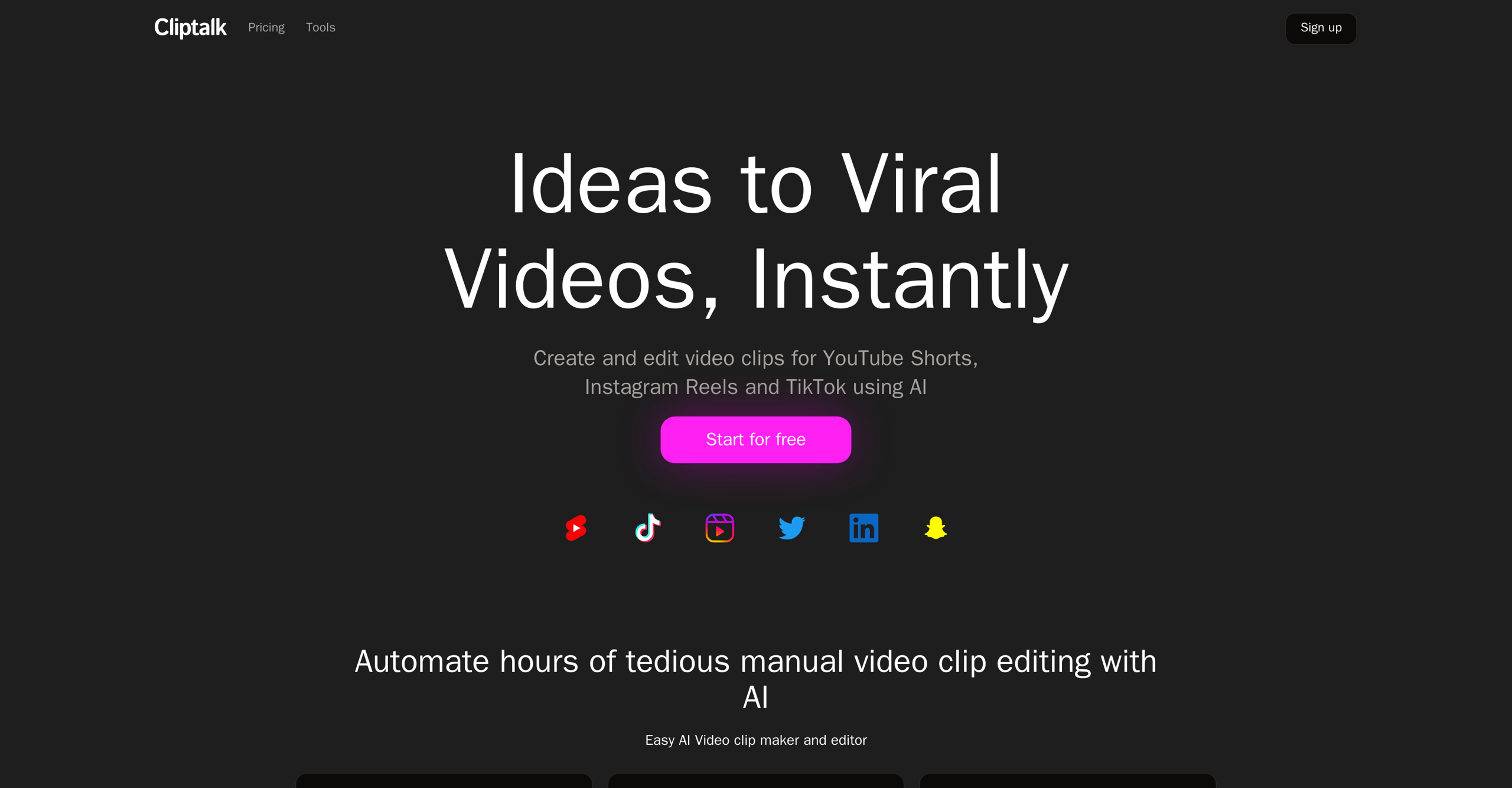 Cliptalk Dashboard and Video Creation Interface