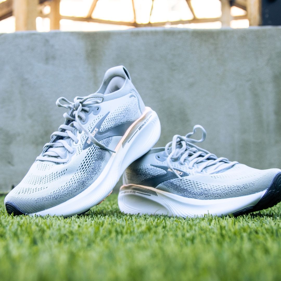 Brooks Adrenaline GTS 25 running shoe in silver anniversary colorway