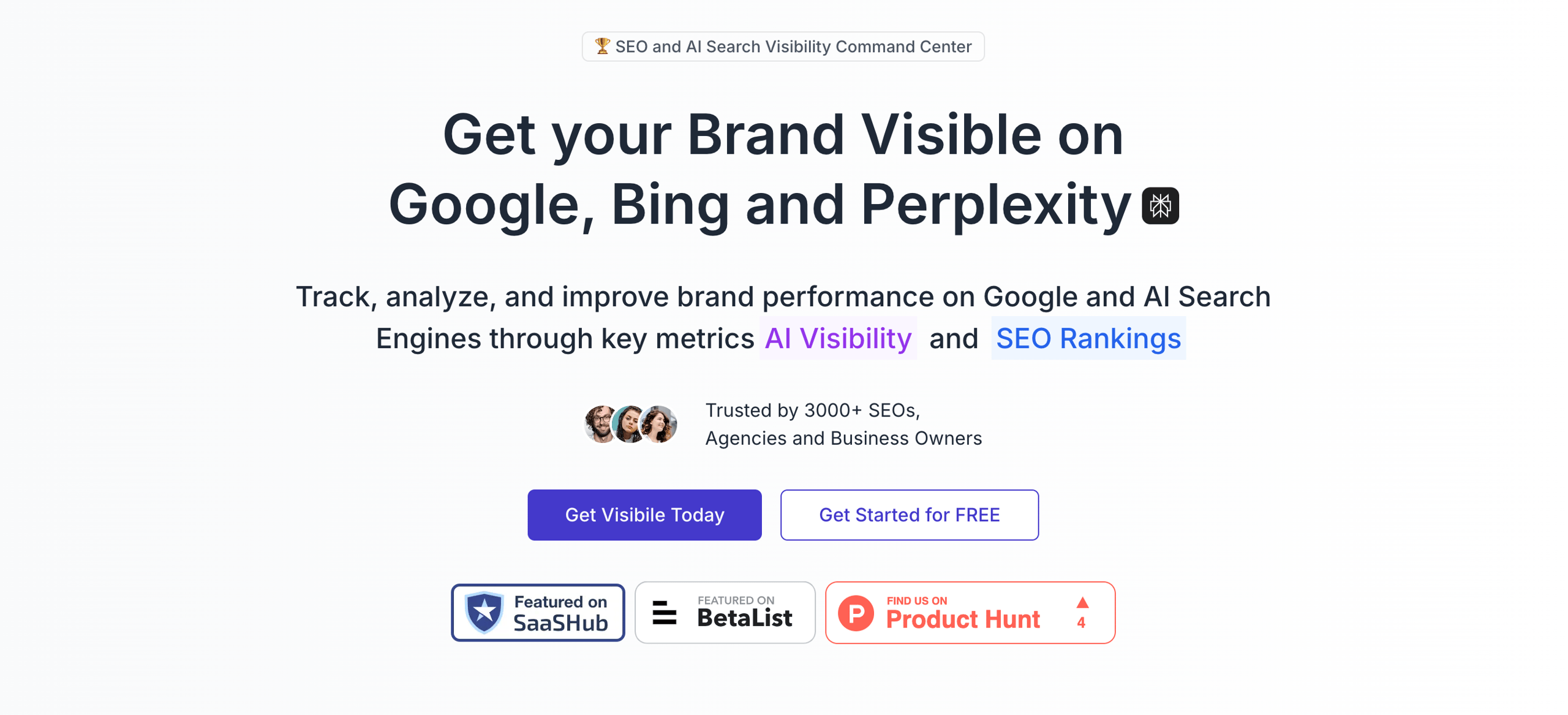 Indexly homepage - Get your Brand Visible on Google, Bing and Perplexity