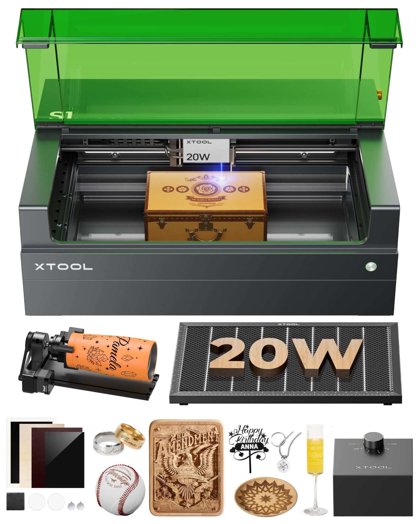 xTool S1 20W laser cutter engraving results